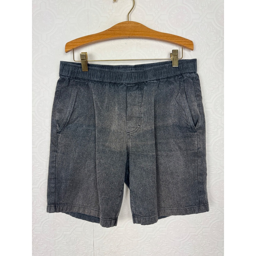Outerknown Hemp Organic Cotton Elastic Waist Shorts Mens Faded Black Small